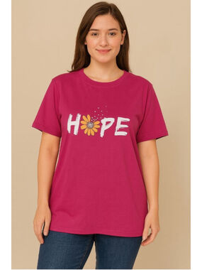 Women's Hope Graphic Tee – Pink Daisy Print, Size Small/4